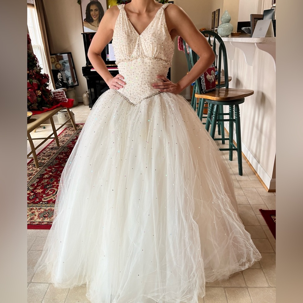 Ivory “Pink champagne” pageant ball gown
